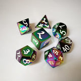 Gem Dice~Fantasy rainbow solid metal dice set 7, heavy rainbow metal polyhedron d&d role playing game dice