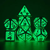 Gem Dice~Glowing skull Metal D&D Dice, 7 PCs DND Dice, Polyhedral Dice Set, for Role Playing Game MTG Pathfinder