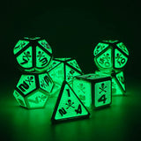 Gem Dice~Glowing skull Metal D&D Dice, 7 PCs DND Dice, Polyhedral Dice Set, for Role Playing Game MTG Pathfinder