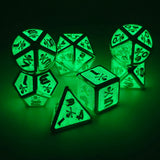 Gem Dice~Glowing skull Metal D&D Dice, 7 PCs DND Dice, Polyhedral Dice Set, for Role Playing Game MTG Pathfinder