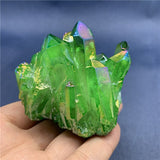 Crystal Healing~Green Aura angel crystal cluster natural Titanium coating gemstone quartz cluster Healing home decor  1pc