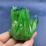 Crystal Healing~Green Aura angel crystal cluster natural Titanium coating gemstone quartz cluster Healing home decor  1pc