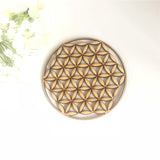 Flower of life energy mat wood slice base of purification crystals healing disc as coaster for home wall decor wood wedding sign