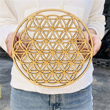 Flower of life energy mat wood slice base of purification crystals healing disc as coaster for home wall decor wood wedding sign