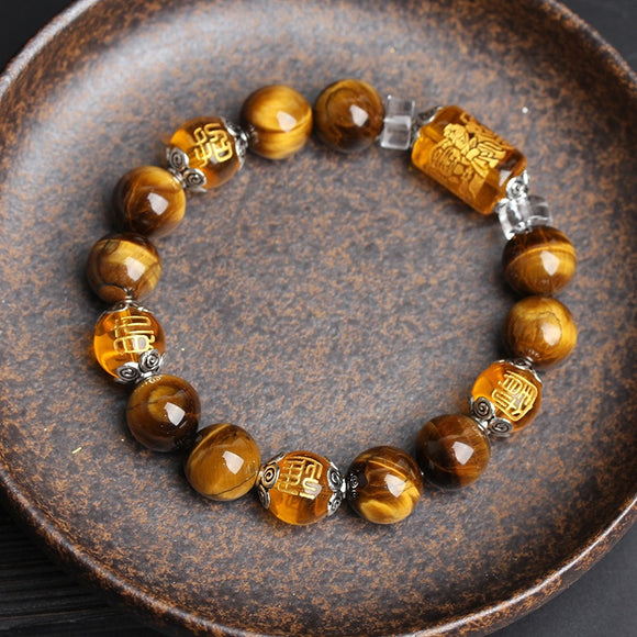The God of wealth Tiger Eyes Stone Beads Bangles & Bracelets Jewelry