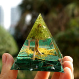 Tree of Life Orgonite Pyramid Healing Crystals Energy Reiki Chakra