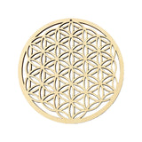 Sacred Geometry Flower of Life Energy Mat Wood Slice Base of Purification Crystals Healing Disc as Coaster for Home Wall Decor