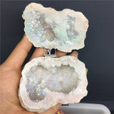 Aura Agate Geode Jewelry Earring Rings Box Crystals Healing Stones