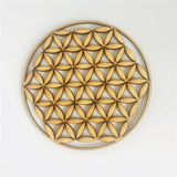 Flower of life energy mat wood slice base of purification crystals healing disc as coaster for home wall decor wood wedding sign