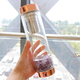 Natural  Crystal Elixir Bottles gemstone Glass  therapy stone  Healing Crystal Infuser Energy cup
