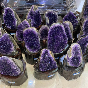 Natural Amethyst Geode Quartz Cluster Crystal Specimen Energy Healing