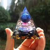 Orgone Pyramid~HANDMADE LAPIS LAZULI SPHERE OBSIDIAN ORGONE PYRAMID 60MM