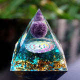 Orgone Pyramid~HANDMADE OHM AMETHYST SPHERE BLUE QUARTZ ORGONE PYRAMID 60MM