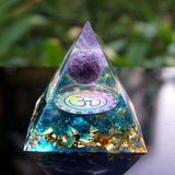 Orgone Pyramid~HANDMADE OHM AMETHYST SPHERE BLUE QUARTZ ORGONE PYRAMID 60MM