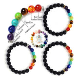 7 Chakra Beaded Bracelet Men Natural Lava Stone Healing Balance Beads Reiki Buddha Prayer Yoga Diffuser Bracelet Women Jewelry