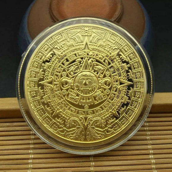 Maya Memorial Coin Pyramids Coins American Coins Mexico Aztec Gold and Silver Foreign Non-currency Coins