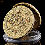 Mexican Maya Aztec Calendar Art Prophecy Culture Gold Plated