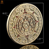 Mexican Maya Aztec Calendar Art Prophecy Culture Gold Plated