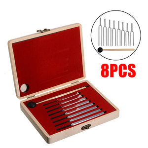 8pcs/set Medical Tuning Fork Sound Vibration Therapy Chakra Steel Music Kit 256-512HZ Healing Sound Vibration Therapy