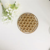 Flower of life energy mat wood slice base of purification crystals healing disc as coaster for home wall decor wood wedding sign