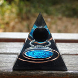 Orgone Pyramid~Handmade Orgonite Pyramid 60mm Obsidian Crystal Sphere With Energy Copper Circle PTSD Orgone Accumulator Orgone