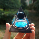 Orgone Pyramid~Handmade Orgonite Pyramid 60mm Obsidian Crystal Sphere With Energy Copper Circle PTSD Orgone Accumulator Orgone