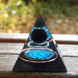 Orgone Pyramid~Handmade Orgonite Pyramid 60mm Obsidian Crystal Sphere With Energy Copper Circle PTSD Orgone Accumulator Orgone