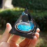 Orgone Pyramid~Handmade Orgonite Pyramid 60mm Obsidian Crystal Sphere With Energy Copper Circle PTSD Orgone Accumulator Orgone