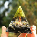 Orgone Pyramid~Handmade Peridot Tree of Life Orgone Pyramid 60mm