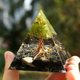 Orgone Pyramid~Handmade Peridot Tree of Life Orgone Pyramid 60mm