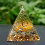 Orgone Pyramid~Handmade Tree Of Life Orgone Pyramid Peridot With Black QuartzRutilated Natural Crystal Stone EMF Healing Chakra Reiki