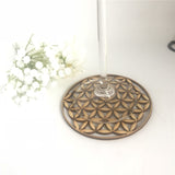 Flower of life energy mat wood slice base of purification crystals healing disc as coaster for home wall decor wood wedding sign