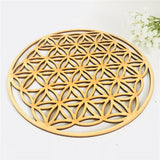 Flower of life energy mat wood slice base of purification crystals healing disc as coaster for home wall decor wood wedding sign