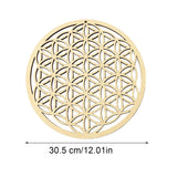 Sacred Geometry Flower of Life Energy Mat Wood Slice Base of Purification Crystals Healing Disc as Coaster for Home Wall Decor