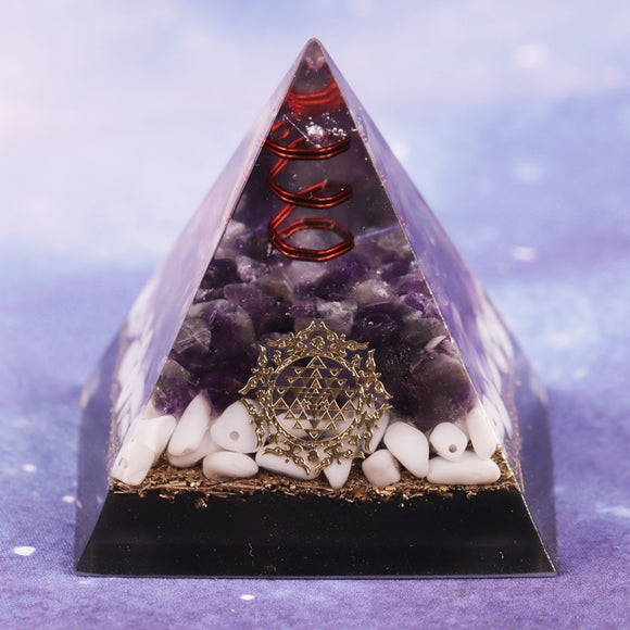 Reiki Pyramid~Healing Crystal Copper Wire Orgone Pyramid Stone Amethystine Energy Generator For Meditation Reiki Balancing