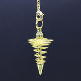 Natural Gnergy Gemstone~ Metal Pendulum Pendulos Pendulums for Dowsing Spiral Cone Antique Gold Silver Color Pyramid Pendule Reiki Men Women Jewelry