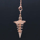 Natural Gnergy Gemstone~ Metal Pendulum Pendulos Pendulums for Dowsing Spiral Cone Antique Gold Silver Color Pyramid Pendule Reiki Men Women Jewelry