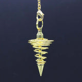 Natural Gnergy Gemstone~ Metal Pendulum Pendulos Pendulums for Dowsing Spiral Cone Antique Gold Silver Color Pyramid Pendule Reiki Men Women Jewelry