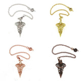 Natural Gnergy Gemstone~ Metal Pendulum Pendulos Pendulums for Dowsing Spiral Cone Antique Gold Silver Color Pyramid Pendule Reiki Men Women Jewelry