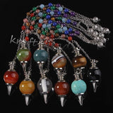 Natural Gnergy Gemstone~ Mixed 10Pcs 20mm Natural Stones Ball  Healing Pendulums Stone Beads Chain Chakra Pendant Dowsing Pendulum  Jewelry