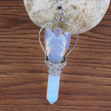 Natural Gnergy Gemstone~ Natural Healing Crystal Quartz Pendulums Hexagon Column Stones Carve Angel Scepter Pendulum Stone Pendant Fashion Jewelry