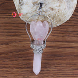 Natural Gnergy Gemstone~ Natural Healing Crystal Quartz Pendulums Hexagon Column Stones Carve Angel Scepter Pendulum Stone Pendant Fashion Jewelry