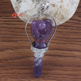 Natural Gnergy Gemstone~ Natural Healing Crystal Quartz Pendulums Hexagon Column Stones Carve Angel Scepter Pendulum Stone Pendant Fashion Jewelry