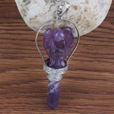 Natural Gnergy Gemstone~ Natural Healing Crystal Quartz Pendulums Hexagon Column Stones Carve Angel Scepter Pendulum Stone Pendant Fashion Jewelry