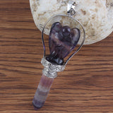 Natural Gnergy Gemstone~ Natural Healing Crystal Quartz Pendulums Hexagon Column Stones Carve Angel Scepter Pendulum Stone Pendant Fashion Jewelry