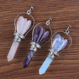 Natural Gnergy Gemstone~ Natural Healing Crystal Quartz Pendulums Hexagon Column Stones Carve Angel Scepter Pendulum Stone Pendant Fashion Jewelry