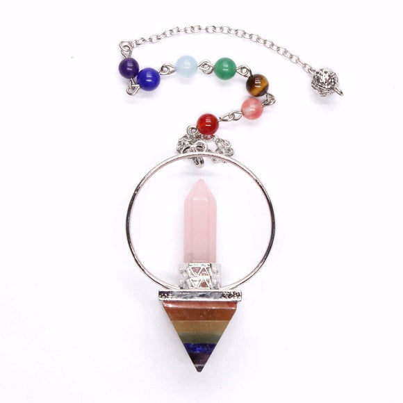 Natural Gnergy Gemstone~ Natural Reiki Healing Stone Pendulums Hexagon Chakra Pyramid Crystal Quartz Chakra Chain Dowsing Pendulum Stone Pendant