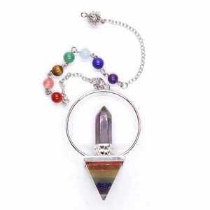 Natural Gnergy Gemstone~ Natural Reiki Healing Stone Pendulums Hexagon Chakra Pyramid Crystal Quartz Chakra Chain Dowsing Pendulum Stone Pendant