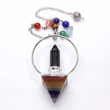 Natural Gnergy Gemstone~ Natural Reiki Healing Stone Pendulums Hexagon Chakra Pyramid Crystal Quartz Chakra Chain Dowsing Pendulum Stone Pendant