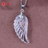 Natural Gnergy Gemstone~ Natural Stones 35mm Carve Angel Wing Pendants Rock Crystal Opalite Fluorite Lapis Lazuli Rhodonite Pendant Women Men Jewelry